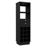 Classic Tall Bar Cabinet with Two Storage Drawers, Dual Display Shelves, Twelve-Bottle Wine Rack and Sturdy Base for Elegant Home Entertaining, Beverage Organization and Sophisticated Modern Bar Furniture Design