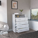 Sanna Four Drawer Dresser,  One Open Shelf