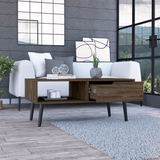 Oslo Coffee Table with Spacious Top Surface, Single Storage Drawer, Open Display Shelf and Four-Leg Modern Design for Organized Living Room Functionality, Decorative Arrangement and Everyday Lifestyle Convenience