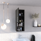 TUHOME Madrid Medicine Cabinet with Single Door, Interior Storage Shelves, External Display Shelves, Wall Mounted Bathroom Organizer with Metal Handle for Modern Compact Spaces