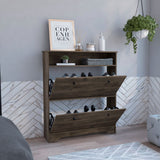 Tuhome Calgary Shoe Rack with Superior Top, One Open Storage Shelf, Two Extendable Adjustable Shelves for Up to 12 Pairs, Modern Multi-Level Organizer for Entryways Bedrooms Closets and Space-Saving Home Storage