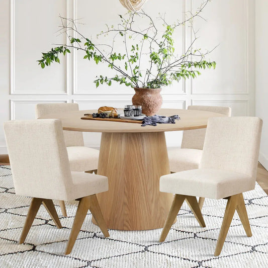 Orchid & Morgan 52" Solid Oak Round Dining Table Set for 4 (5-Piece)