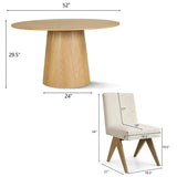 Orchid & Morgan 52" Solid Oak Round Dining Table Set for 4 (5-Piece)