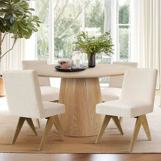Orchid & Morgan 52" Solid Oak Round Dining Table Set for 4 (5-Piece)