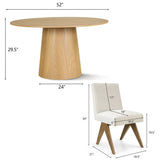 Orchid & Morgan 52" Solid Oak Round Dining Table Set for 4 (5-Piece)