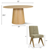 Orchid & Morgan 52" Solid Oak Round Dining Table Set for 4 (5-Piece)