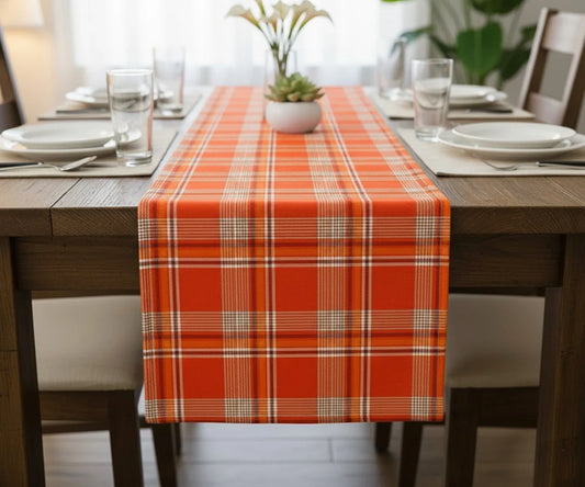 Orange Plaid Table Runner