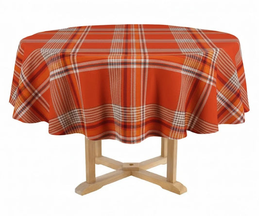 Orange Plaid Tablecloth