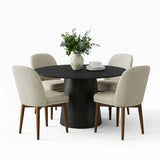 Orchid & Athena 52" Round Solid Oak Dining Table Set for 4 (5-Piece)