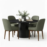 Orchid & Athena 52" Round Solid Oak Dining Table Set for 4 (5-Piece)