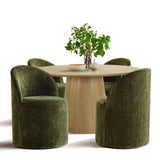 Orchid & Doris 52" Round Natural Dining Table Set for 4 (5-Piece)