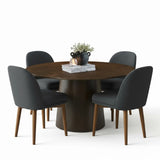 Orchid & Athena 52" Round Solid Oak Dining Table Set for 4 (5-Piece)
