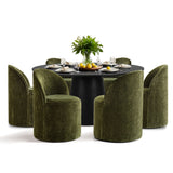 Orchid & Doris 60" Round Black Dining Table Set for 6 (7-Piece)