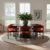 Orchid & Mia 60" Round Velvet Dining Table Set for 6 (7-Piece)