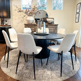 Orchid & Oslo 60" Solid Oak Round Chenille Dining Table Set for 8 (9-Piece)