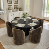 Orchid & Doris 60" Round Black Dining Table Set for 6 (7-Piece)