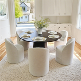 Orchid & Doris 60" Round Black Dining Table Set for 6 (7-Piece)