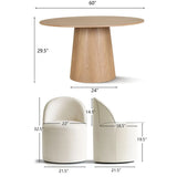 Orchid & Doris 60" Round Natural Dining Table Set for 6 (7-Piece)