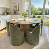 Orchid & Doris 60" Round Natural Dining Table Set for 6 (7-Piece)