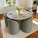 Doris Rolling Upholstered Dining Chair With Castors (1-Piece)
