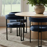 Orchid & Mia 60" Round Velvet Dining Table Set for 6 (7-Piece)