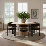Orchid & Mia 60" Round Velvet Dining Table Set for 6 (7-Piece)