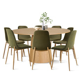 Orchid & Oslo 60" Solid Oak Round Dining Table Set for 8 (9-Piece)