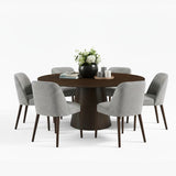 Orchid & London 60" Round Solid Oak Dining Table Set for 6 (7-Piece)