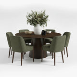 Orchid & London 60" Round Solid Oak Dining Table Set for 6 (7-Piece)