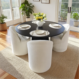 Orchid & Doris 52" Round Black Dining Table Set for 4 (5-Piece)