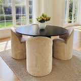 Orchid & Doris 52" Round Black Dining Table Set for 4 (5-Piece)