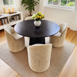 Orchid & Doris 52" Round Black Dining Table Set for 4 (5-Piece)