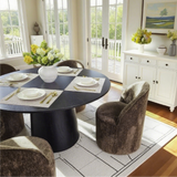 Orchid & Doris 52" Round Black Dining Table Set for 4 (5-Piece)