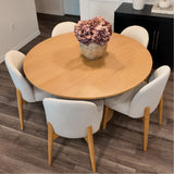 Havana Linen Upholstered Dining Chair with Solid Wood Legs (Set of 2)