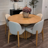 Havana Linen Upholstered Dining Chair with Solid Wood Legs (Set of 8)