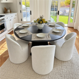 Orchid & Doris 60" Round Black Dining Table Set for 6 (7-Piece)