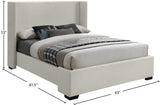 Oxford Mid Century Modern Wingback Bed with Elegant Linen Upholstery and Espresso Legs for Style
