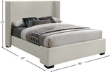 Oxford Mid Century Modern Wingback Bed with Elegant Linen Upholstery and Espresso Legs for Style