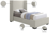 Oxford Mid Century Modern Wingback Bed with Elegant Linen Upholstery and Espresso Legs for Style