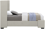 Oxford Mid Century Modern Wingback Bed with Elegant Linen Upholstery and Espresso Legs for Style