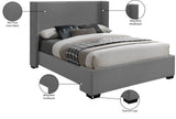 Oxford Mid Century Modern Wingback Bed with Elegant Linen Upholstery and Espresso Legs for Style