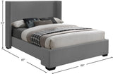 Oxford Mid Century Modern Wingback Bed with Elegant Linen Upholstery and Espresso Legs for Style