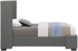 Oxford Mid Century Modern Wingback Bed with Elegant Linen Upholstery and Espresso Legs for Style