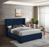 Oxford Mid Century Modern Wingback Bed with Elegant Linen Upholstery and Espresso Legs for Style