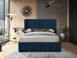 Oxford Mid Century Modern Wingback Bed with Elegant Linen Upholstery and Espresso Legs for Style