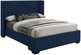 Oxford Mid Century Modern Wingback Bed with Elegant Linen Upholstery and Espresso Legs for Style