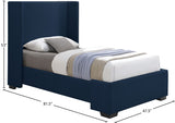 Oxford Mid Century Modern Wingback Bed with Elegant Linen Upholstery and Espresso Legs for Style