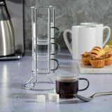 Gibson Elite Soho Lounge 4-Pack 3.8oz Glass Espresso Cup Set w/ Rack