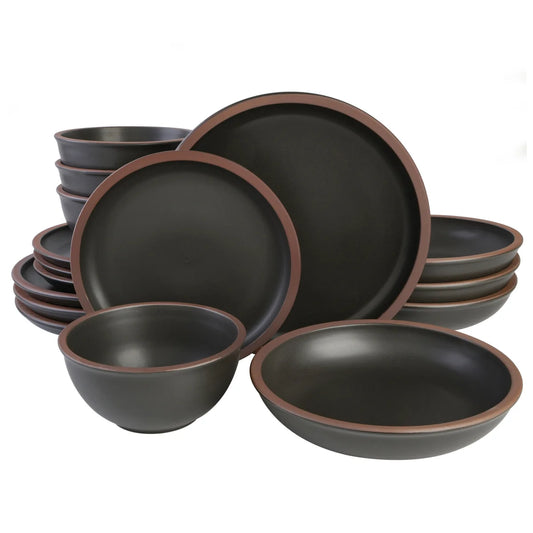 Gibson Elite Lagos 16-Piece Double Bowl Terracotta Dinnerware Set