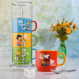 Peanuts Gentle Reminders 4-Pack 15oz Stoneware Stackable Mugs w/ Metal Rack